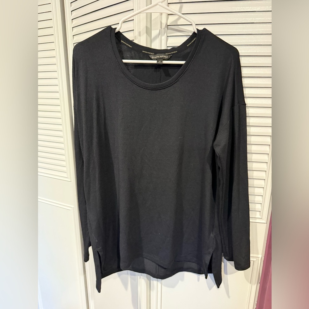 Banana Republic Black Relaxed Long Sleeve Blouse